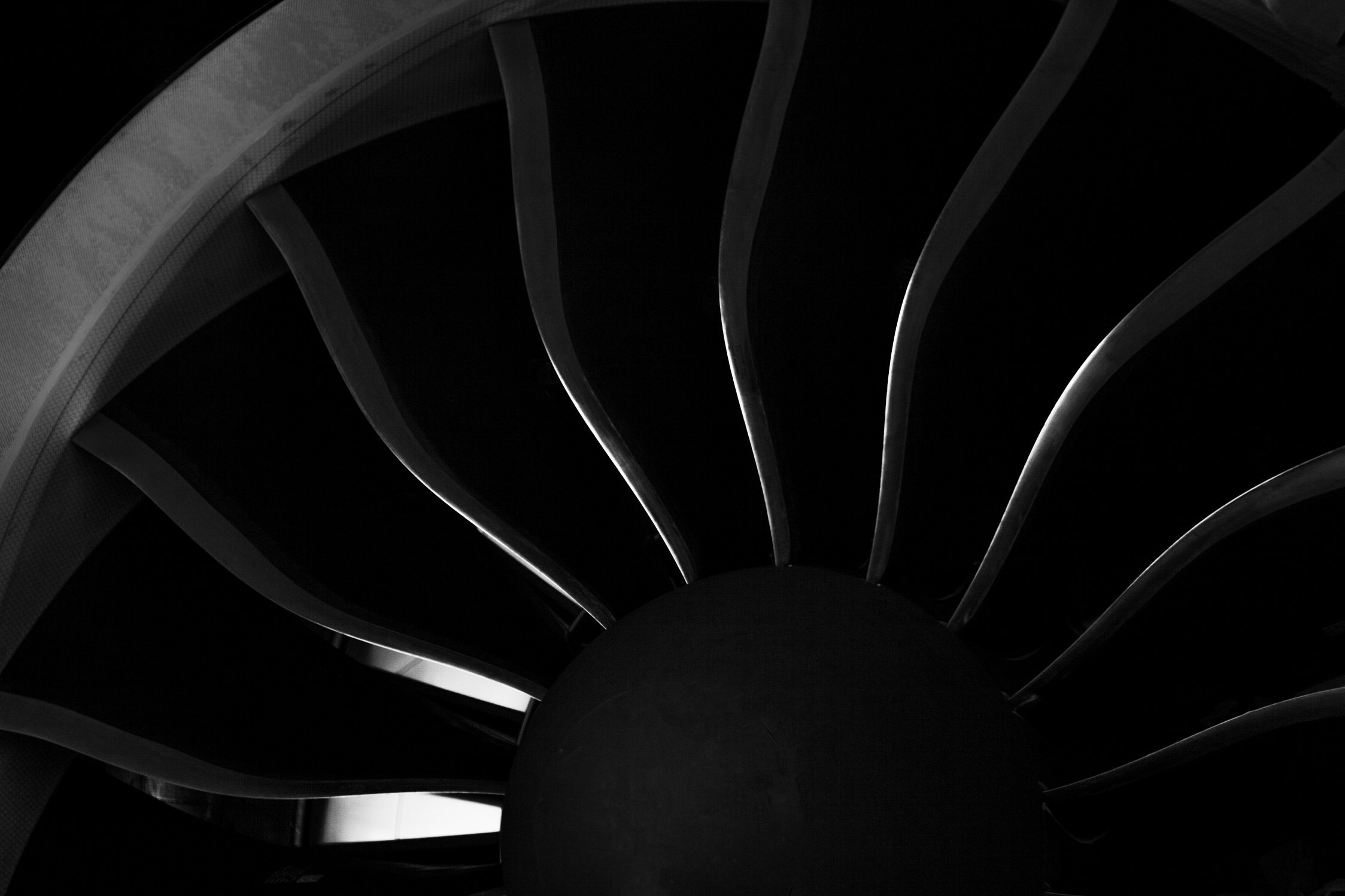 Plane Background. Airplane Turbine Blades Close-up. Airplane Engine. Turbines Blade.